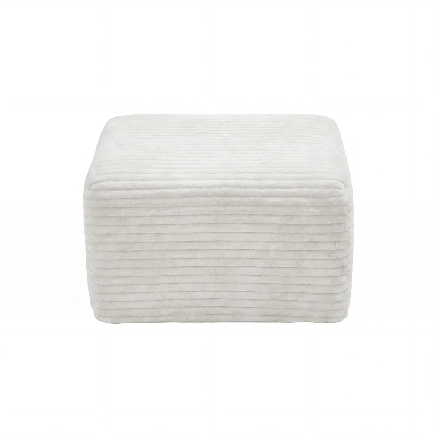 27.6-Inch Corduroy Square Ottoman – White – view 5