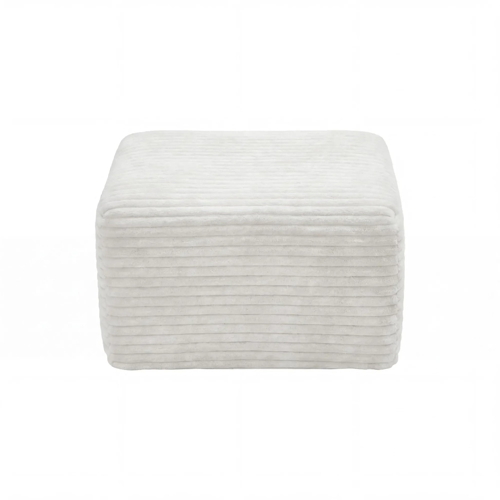 27.6-Inch Corduroy Square Ottoman – White – view 5