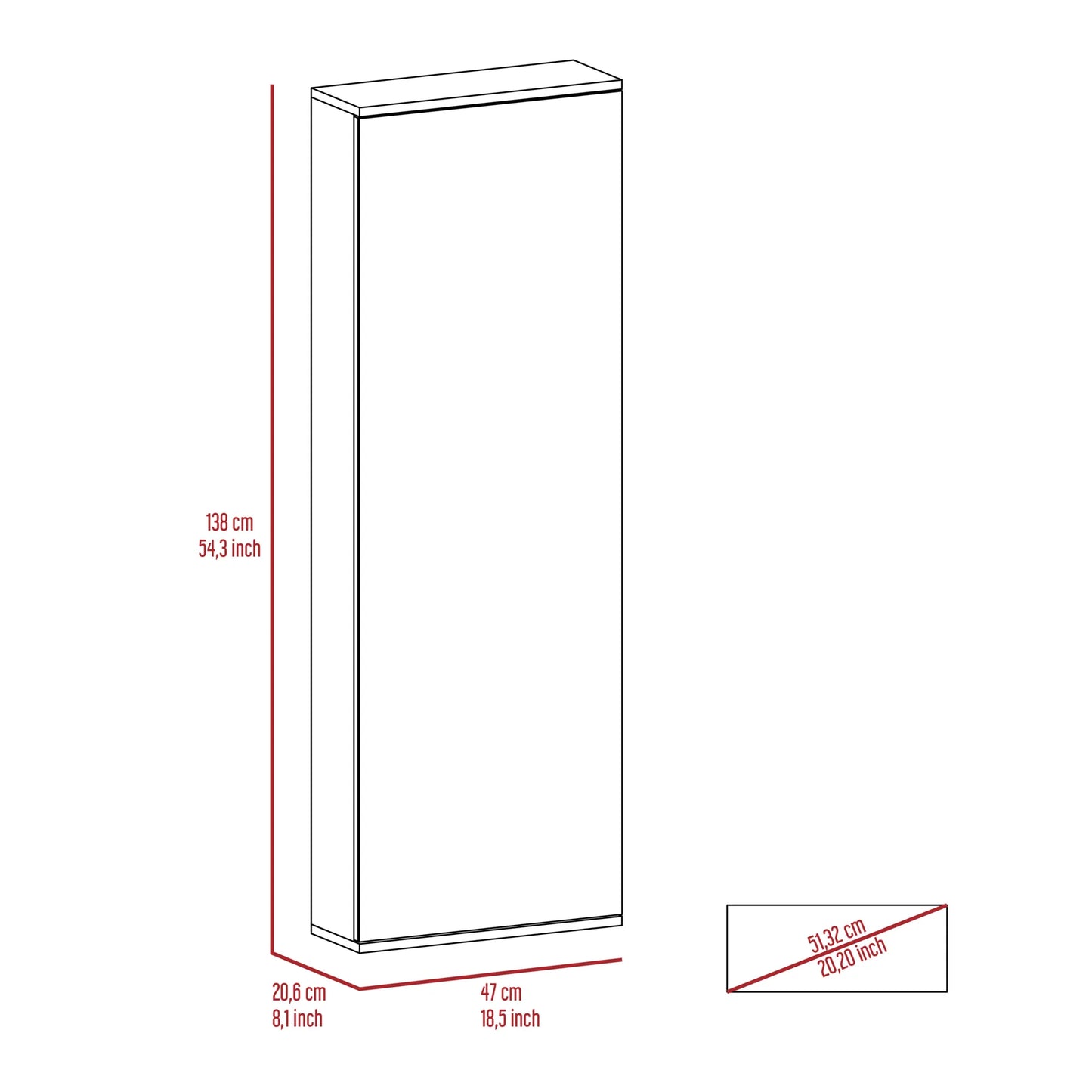 Wall-Mounted Shoe Cabinet with Full-Length Mirror – White – view 6