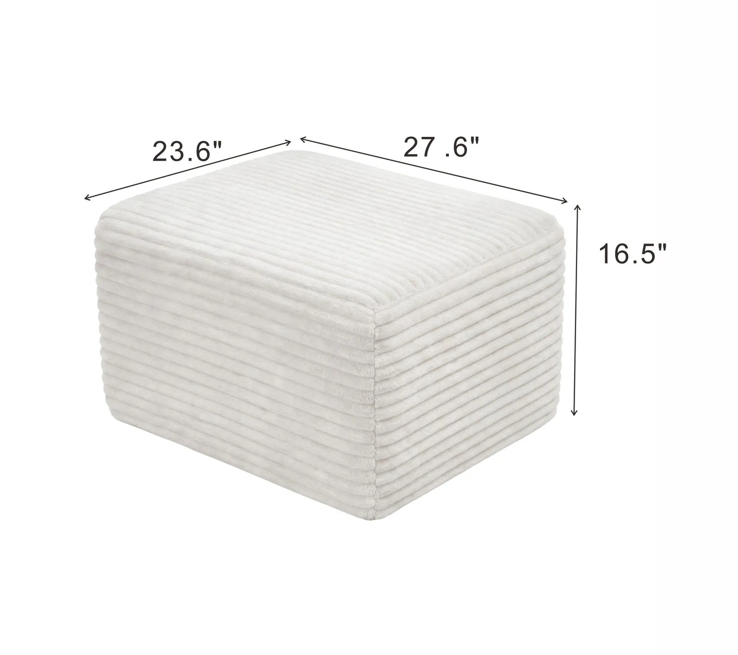 27.6-Inch Corduroy Square Ottoman – White – view 6
