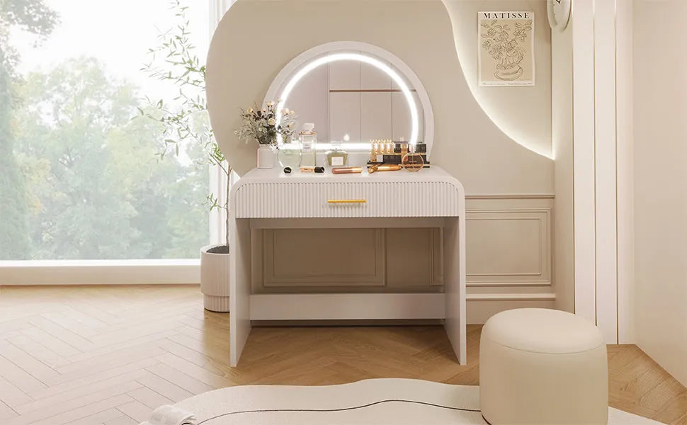 39-Inch Makeup Vanity with Touch-Screen Lighted Mirror – White – view 8