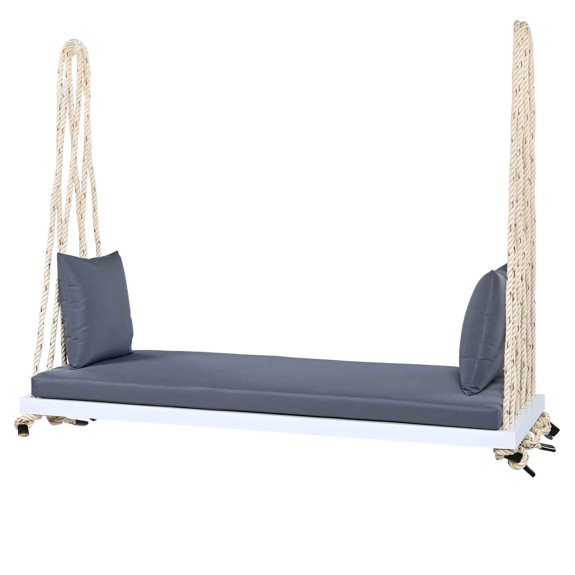 Acacia Wood Porch Swing Bench with Cushions – White – view 8