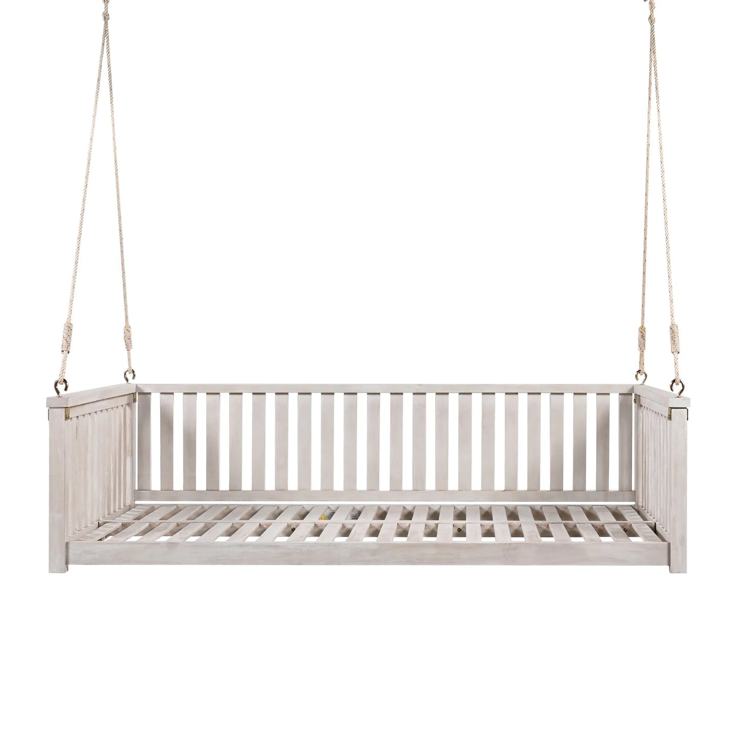 Acacia Wood Twin-Size Porch Swing Bed – White – view 8