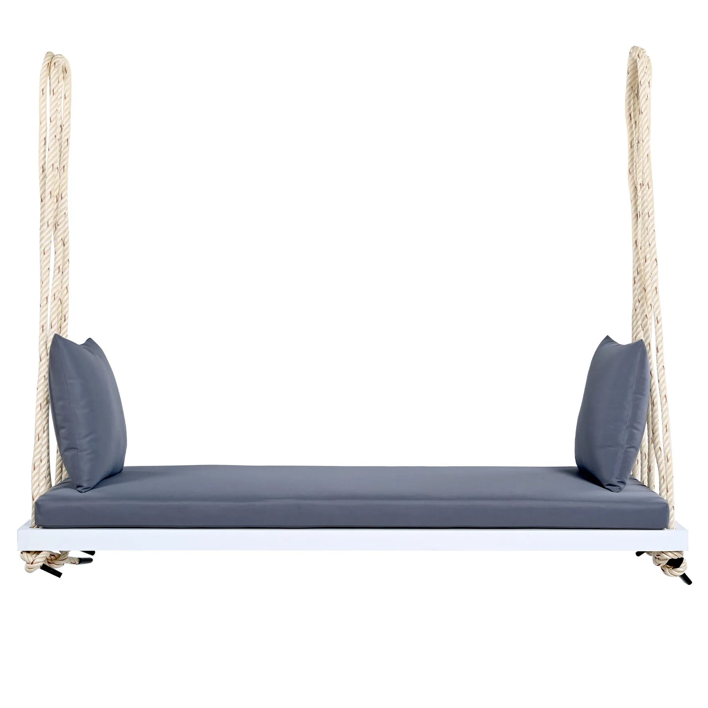 Acacia Wood Porch Swing Bench with Cushions – White – view 9