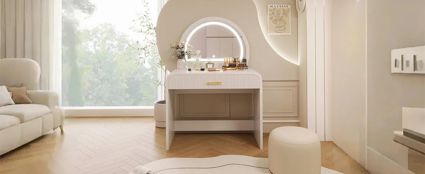 39-Inch Makeup Vanity with Touch-Screen Lighted Mirror – White – view 10