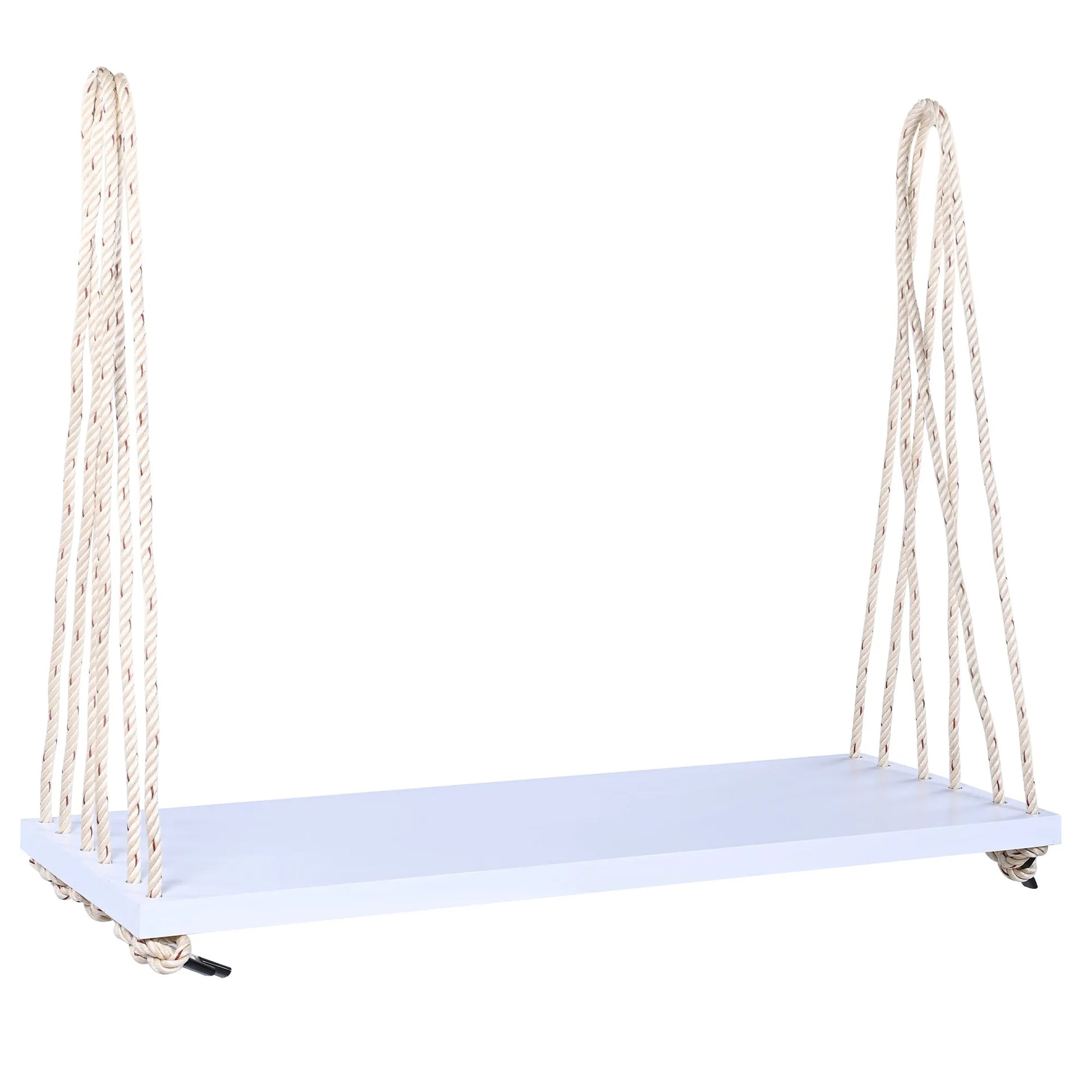 Acacia Wood Porch Swing Bench with Cushions – White – view 11