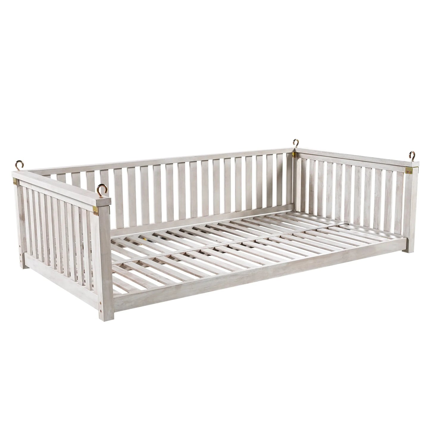 Acacia Wood Twin-Size Porch Swing Bed – White – view 11