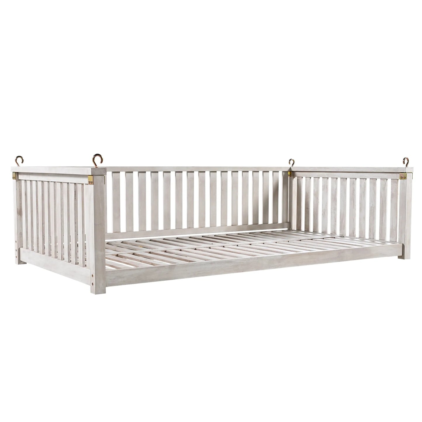 Acacia Wood Twin-Size Porch Swing Bed – White – view 12