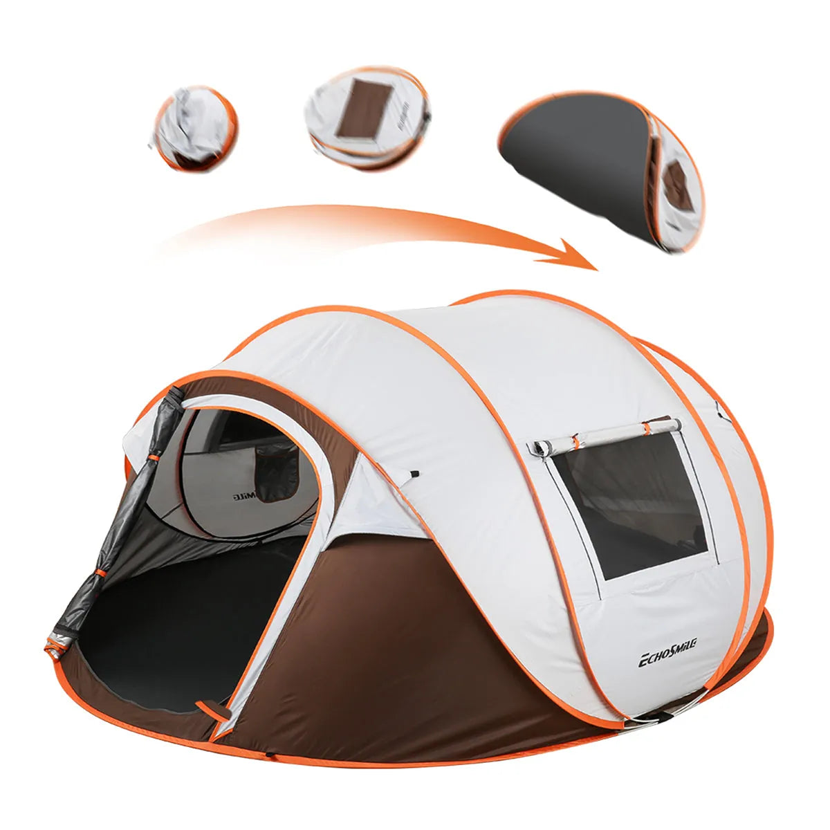 4–6 Person Pop-Up Camping Tent – White / Brown – view 1