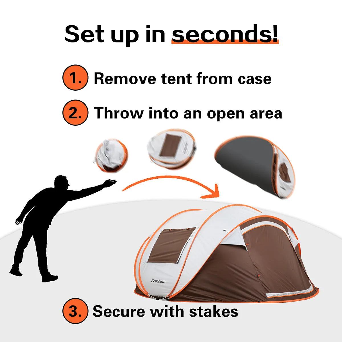 4–6 Person Pop-Up Camping Tent – White / Brown – view 4