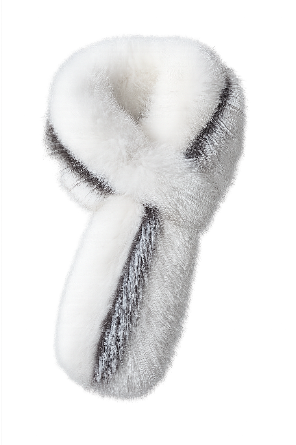 White scarf with Silver Fox trim, isolated product view