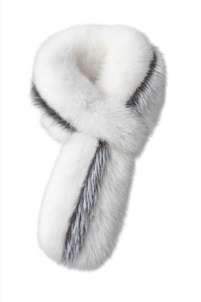 White scarf with Silver Fox trim, isolated product view