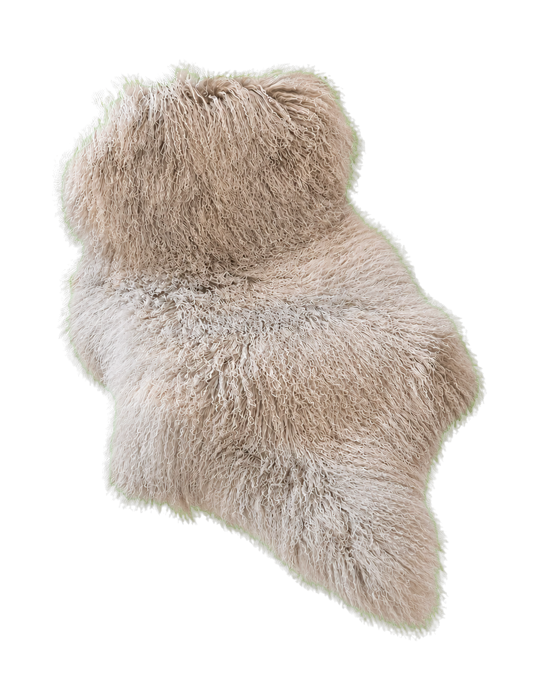 Silver Greige genuine whole-pelt Ningxia Tan lamb sheepskin chair and sofa pad on transparent background