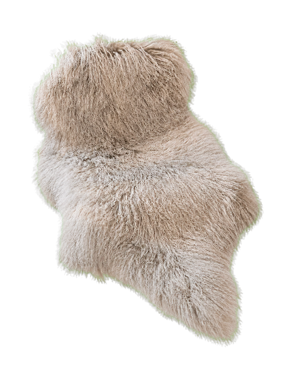 Silver Greige genuine whole-pelt Ningxia Tan lamb sheepskin chair and sofa pad on transparent background
