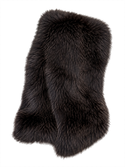 Women's Dark Chocolate Brown double-sided genuine fox fur long shawl