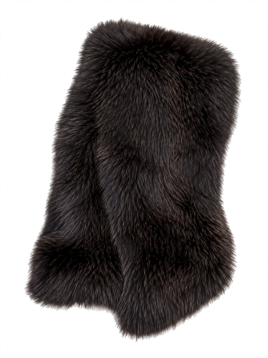 Women's Dark Chocolate Brown double-sided genuine fox fur long shawl