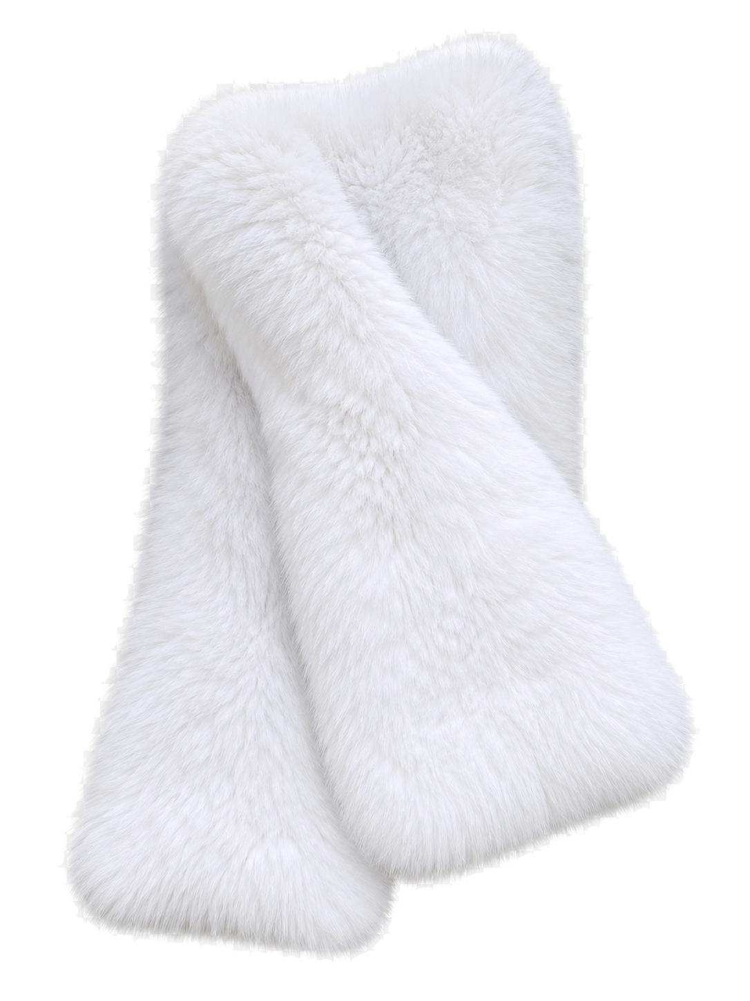 Women's Ivory White double-sided genuine fox fur long shawl