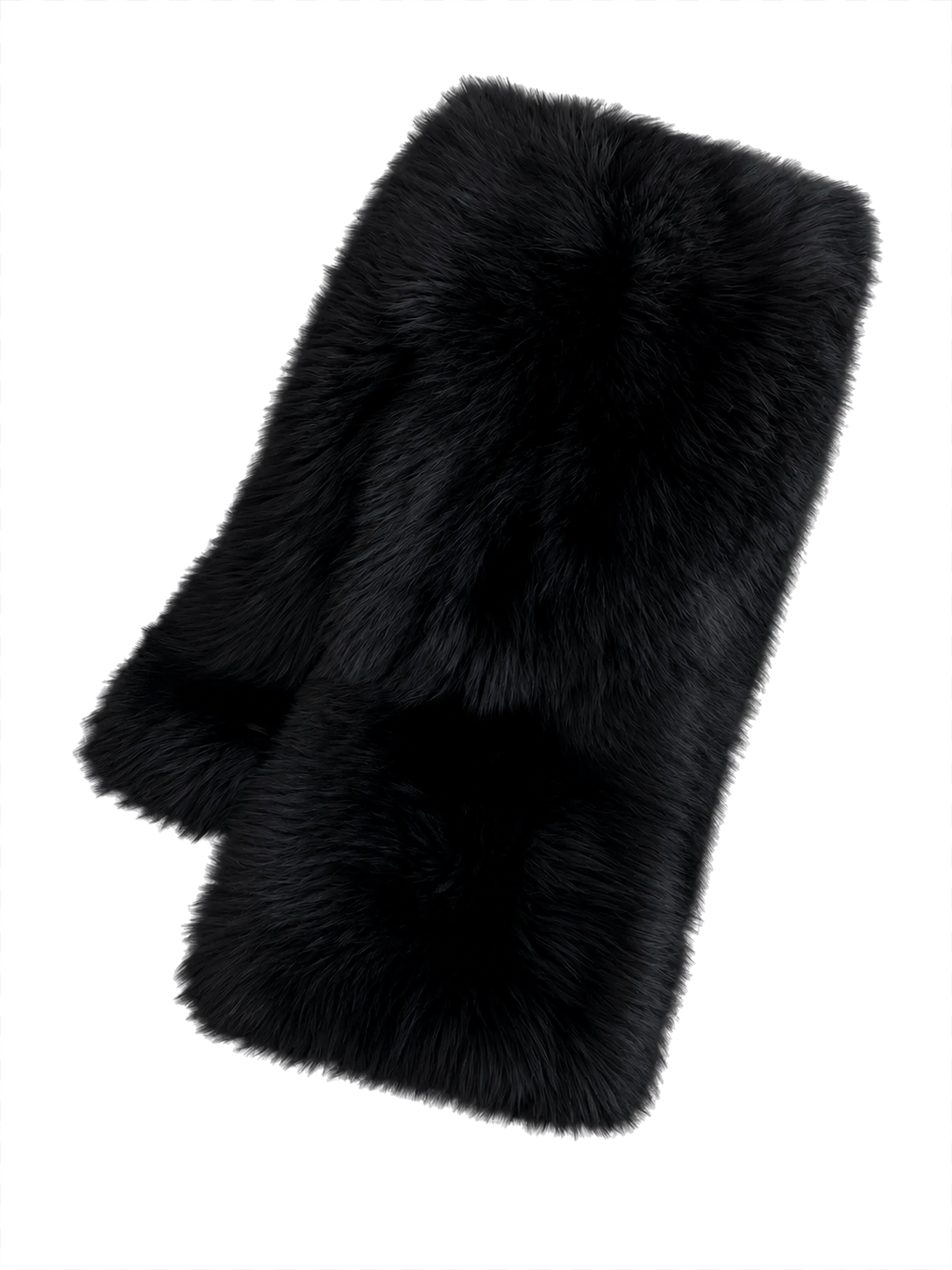 Women's Natural Black double-sided genuine fox fur long shawl