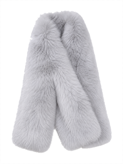 Women's Silver Gray double-sided genuine fox fur long shawl