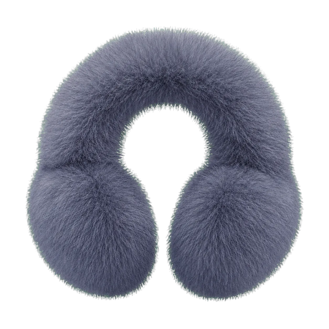 Blue Fox Gray women's genuine fox fur U-shaped earmuffs on transparent background