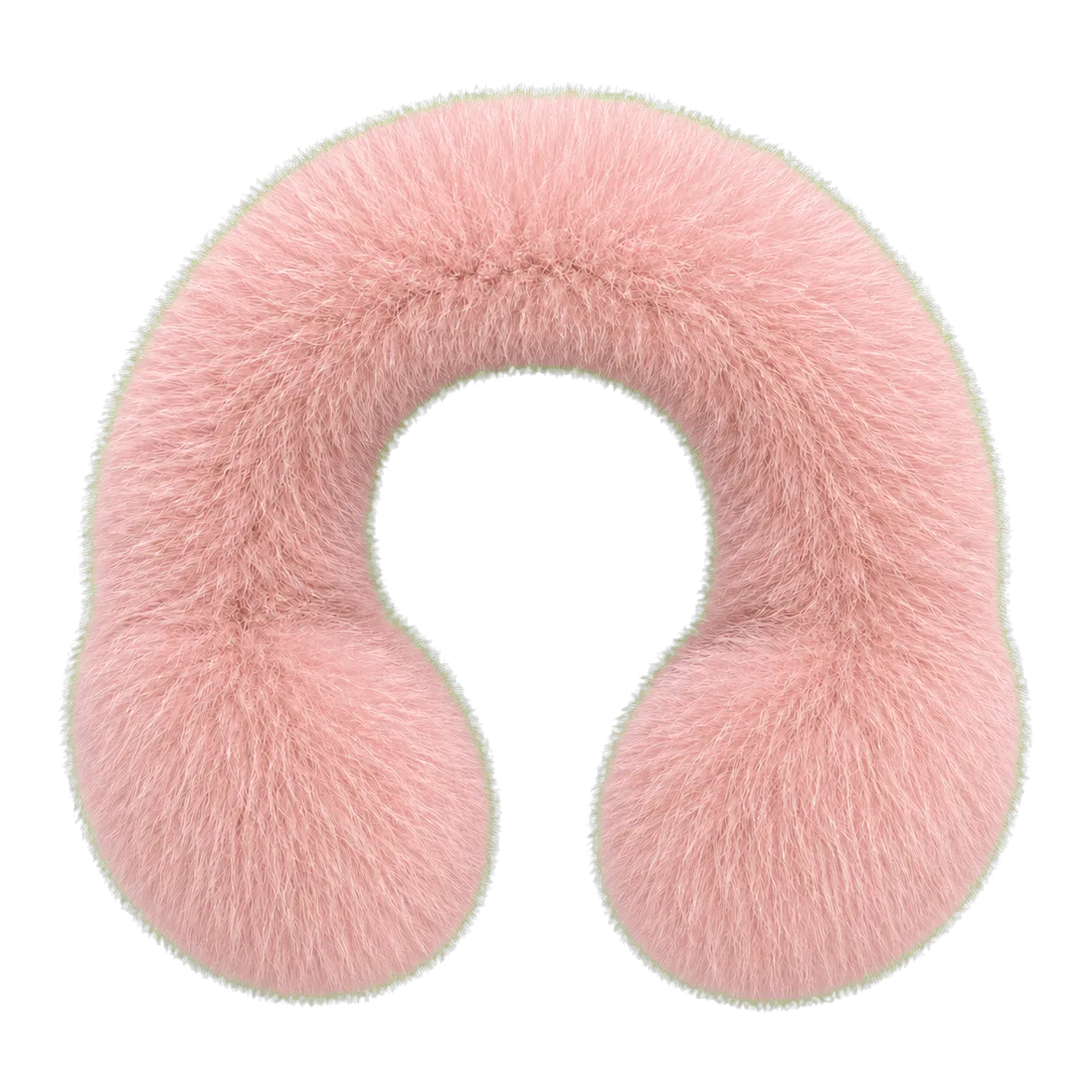Blush Pink women's genuine fox fur U-shaped earmuffs on transparent background