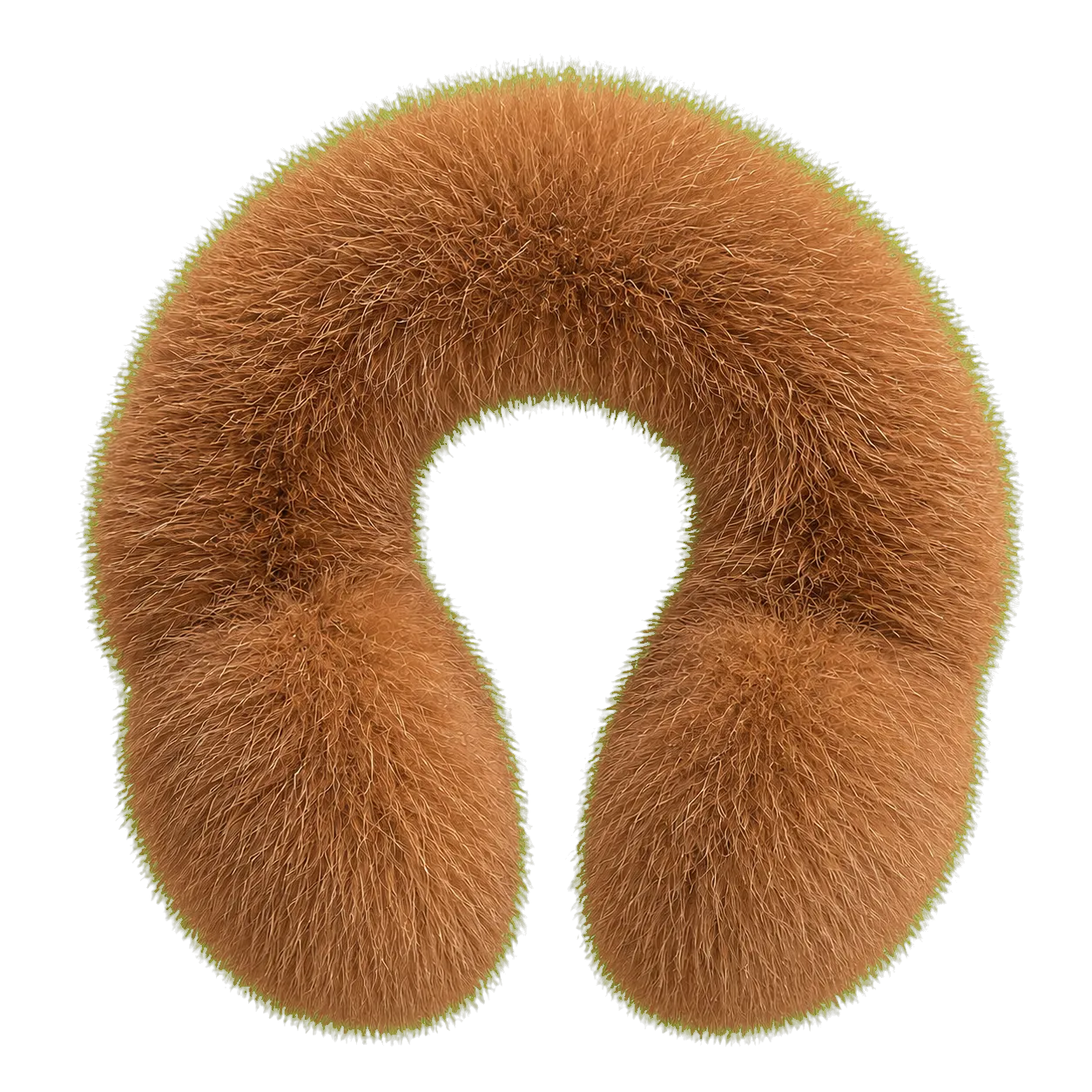 Caramel Brown women's genuine fox fur U-shaped earmuffs on transparent background