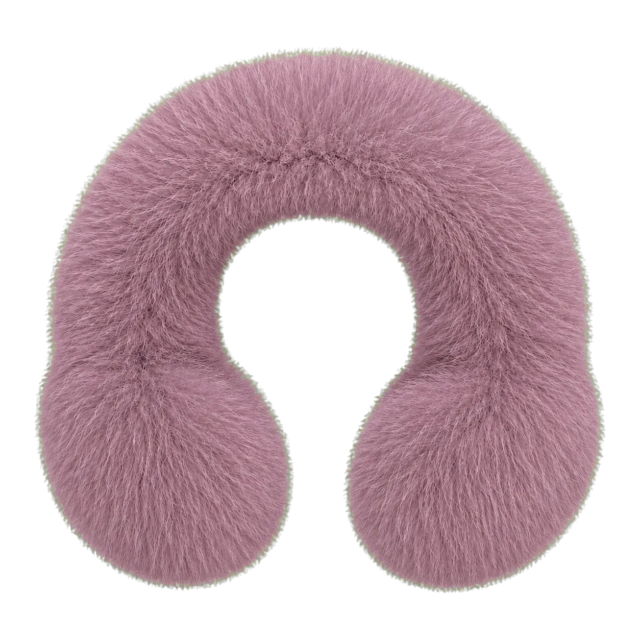 Dusty Mauve women's genuine fox fur U-shaped earmuffs on transparent background