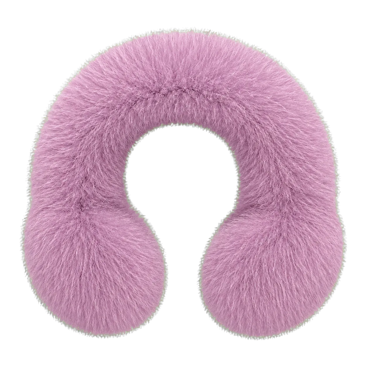Lotus Mauve women's genuine fox fur U-shaped earmuffs on transparent background