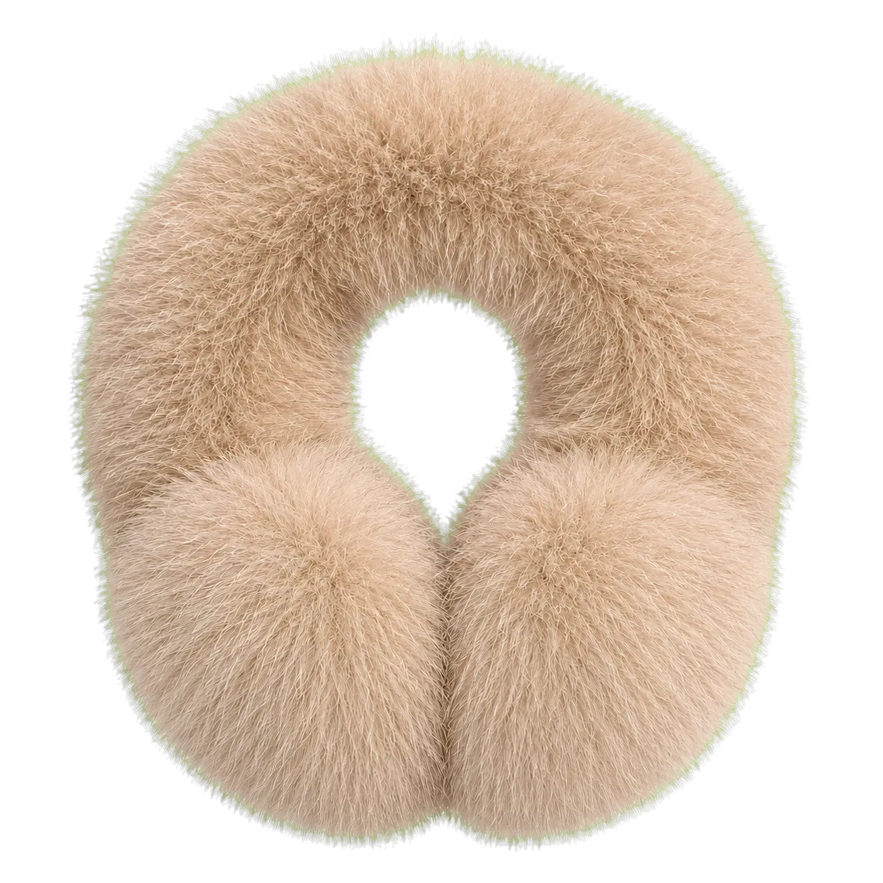 Natural Taupe women's genuine fox fur U-shaped earmuffs on transparent background