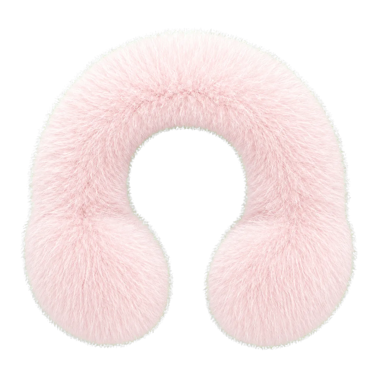 Powder Pink women's genuine fox fur U-shaped earmuffs on transparent background