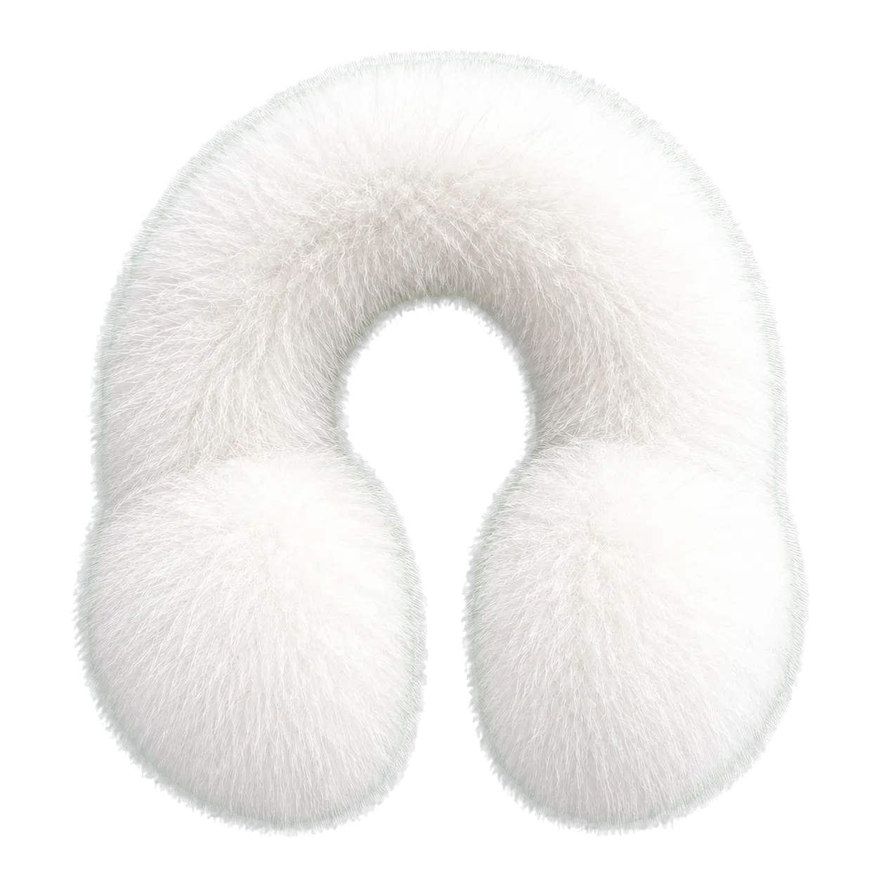 Snow White women's genuine fox fur U-shaped earmuffs on transparent background