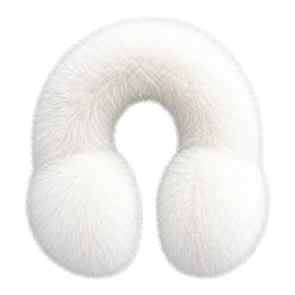 Snow White women's genuine fox fur U-shaped earmuffs on transparent background