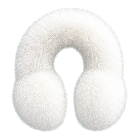 Snow White women's genuine fox fur U-shaped earmuffs on transparent background