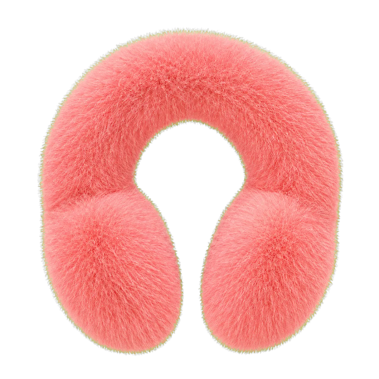 Watermelon Pink women's genuine fox fur U-shaped earmuffs on transparent background