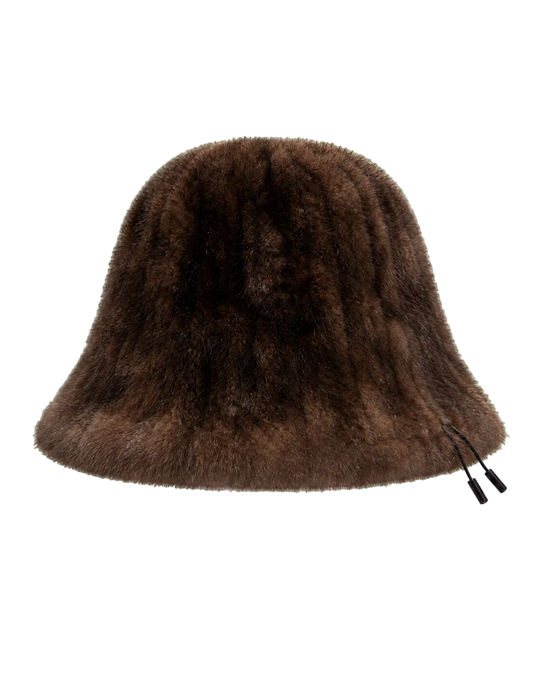 Dark Brown women's genuine mink fur adjustable bucket hat on transparent background