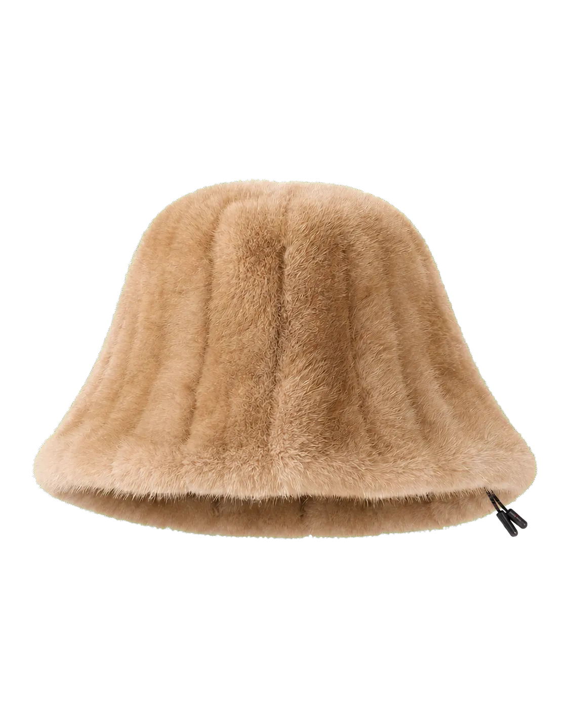 Light Camel women's genuine mink fur adjustable bucket hat on transparent background