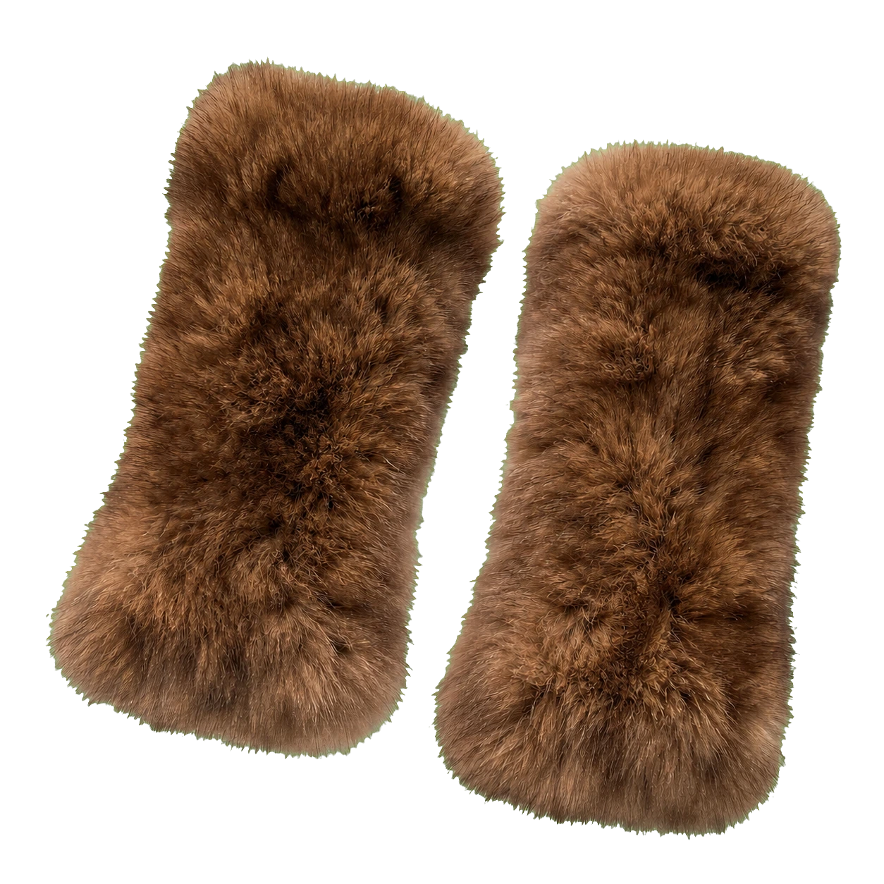 Dark Natural Brown women's genuine sable fur fingerless gloves with long cuffs on transparent background