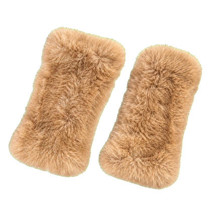 Light Natural Brown women's genuine sable fur fingerless gloves with long cuffs on transparent background